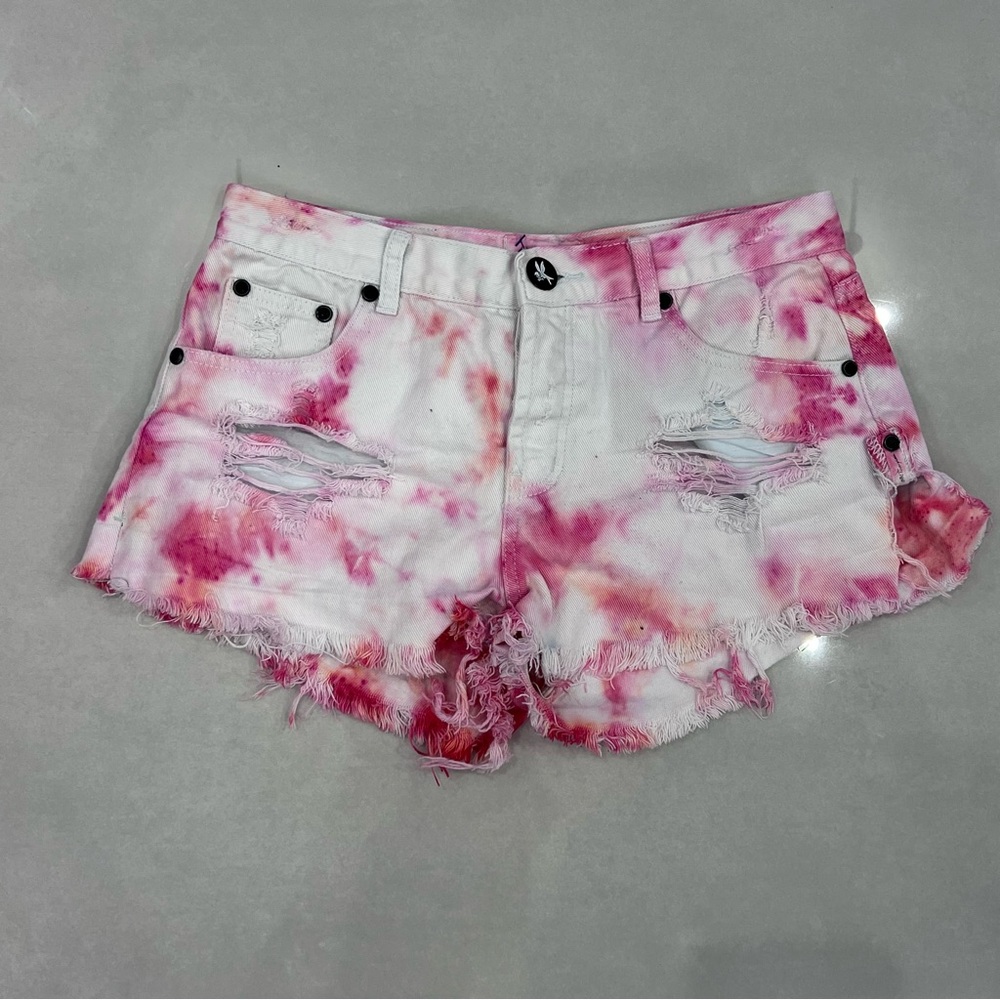 One Teaspoon Bandits Pink Tie-Dye Women's Shorts